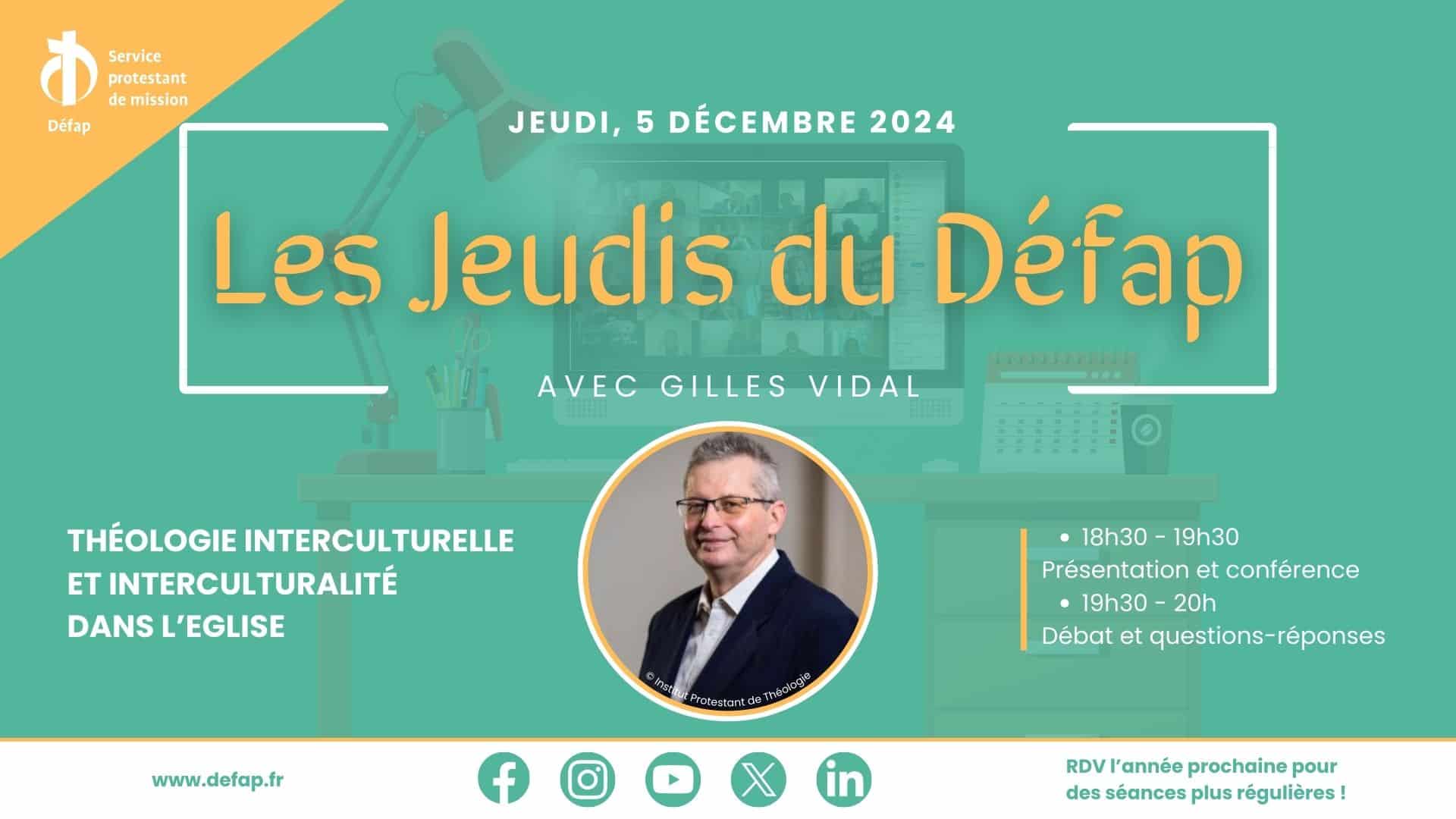 Théologie interculturelle et interculturalité dans l'Eglise - replay du 5 décembre avec Gilles Vidal